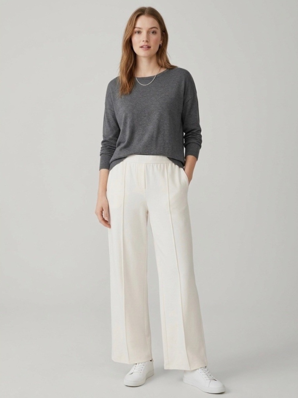 J. Jill Wearever Collection Cream Pants XL-Tall Pintuck Seam Quiet Luxury NWT